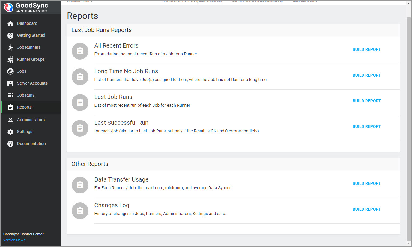 Control Center Reports